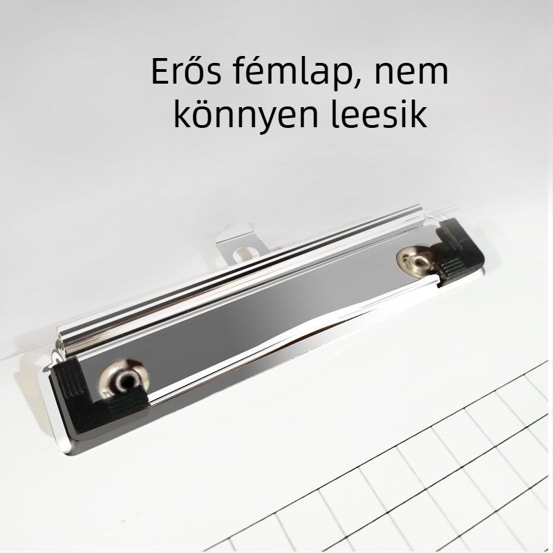 Nagy rozsdamentes acél dokumentumklip – fémből készült, számlatartó, irodai kellék