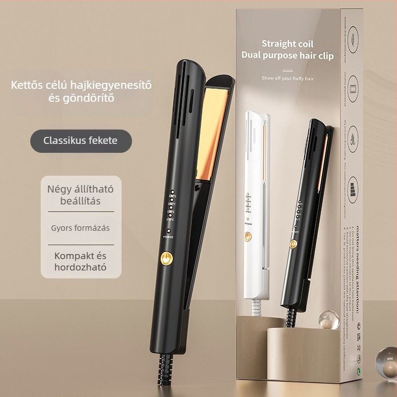 Kétfunkciós hajformázó eszköz curlinghez és vasaláshoz, turmalin-kerámia lemezekkel, 16–20 mm átmérő, 110–220V, 35W, 4 hőmérséklet beállítás