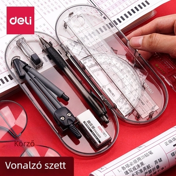 Deli 9591 nyolc részes geometriai rajzeszközök készlet műanyag dobozban