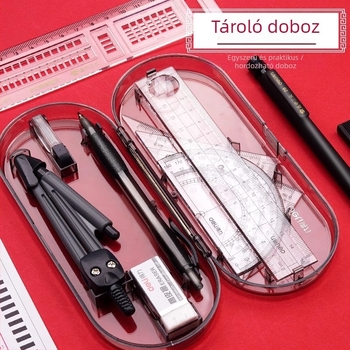 Deli 9591 nyolc részes geometriai rajzeszközök készlet műanyag dobozban