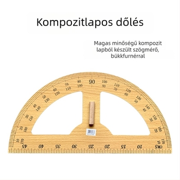Fából készült háromszög-rajzeszközök készlet oktatáshoz; összetevők: protractor, háromszög-rajzeszköz, körző; anyag: fa; nettó súlyok: protractor 275 g, háromszög 530 g, körző 225 g; csomagolás: 50 db