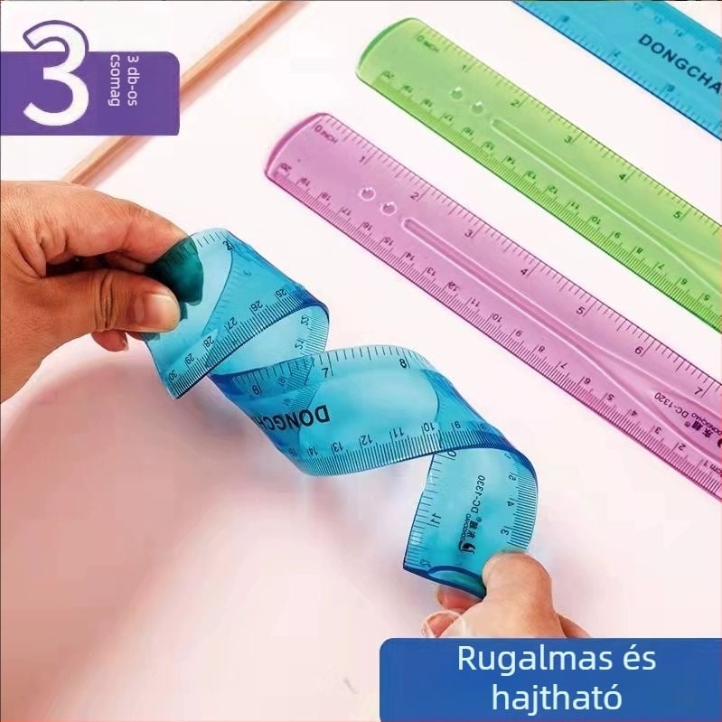 Deli 1415 rugalmas vonalzó, műanyag, egyenes, nyomtatott logóval