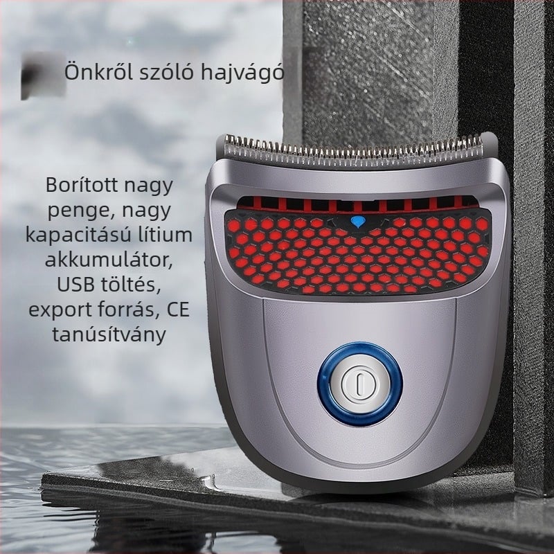 Férfiak számára elektromos hajvágó, beépített akkumulátor, vízálló, rozsdamentes acél pengével, kefés motor