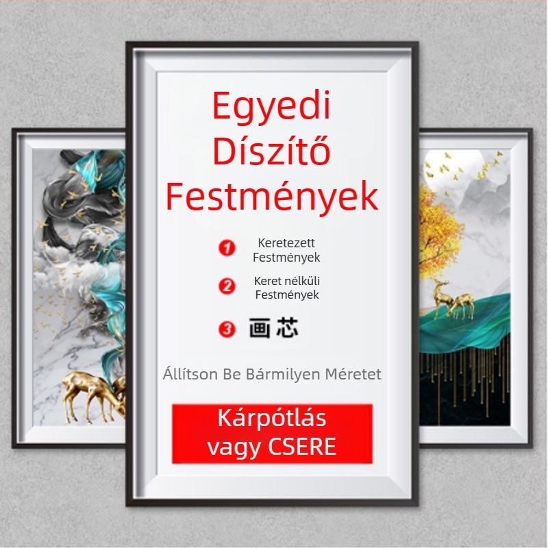 PS keretes dekoratív falikép – modern minimalista stílus, kézzel rajzolt olajfestmény vászonra, nappalira