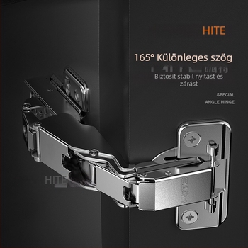 Hidraulikus csillapítós szekrényajtó-pánt, 165°/180° széles látószög, kétfokozatú erő, csendes működés, hidegen hengerelt acélból, rézzel bevont alja