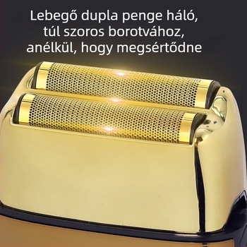 Elektromos borotva visszafelé mozgó kettős fejjel, LED kijelzővel, teljes testmosási funkcióval, beépített 1200–2000 mAh akkumulátor, 60+ perc üzemidő