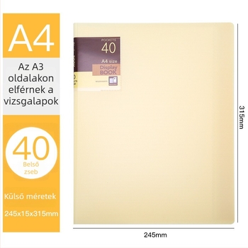 Műanyagból készült 40 oldalas diák mappa, XS40 modell, Hua Jie márka, vastagság 20