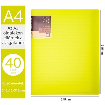Műanyagból készült 40 oldalas diák mappa, XS40 modell, Hua Jie márka, vastagság 20