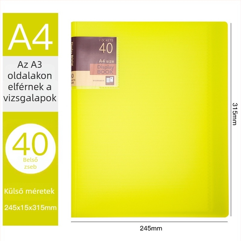 Műanyagból készült 40 oldalas diák mappa, XS40 modell, Hua Jie márka, vastagság 20