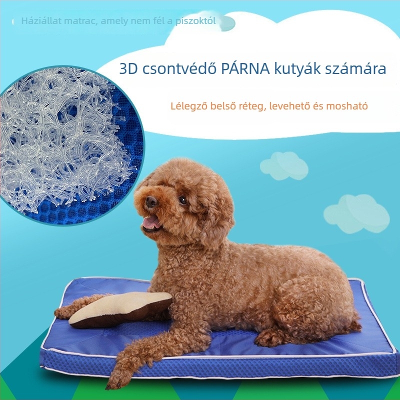 Kutyáknak szóló ágy – lélegző Ice Silk nylon anyag, mosható, vastagított párna, Petalent