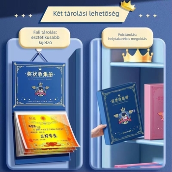 Bizonyítványgyűjtemény könyv falra szerelhető kijelzővel, 40 oldalas műanyag tároló, 0,04 mm vastagság.