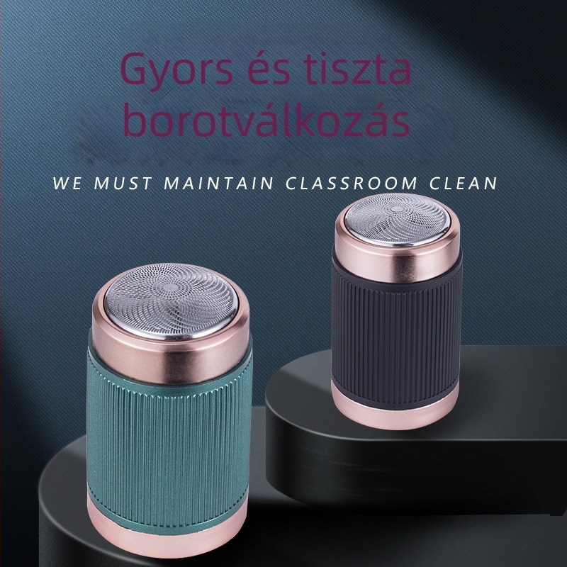 Elektromos borotva – USB töltésű, beépített akkumulátor, forgó 3‑éles fej, teljes testre vízálló, alacsony zajú (<36 dB), kompakt és hordozható