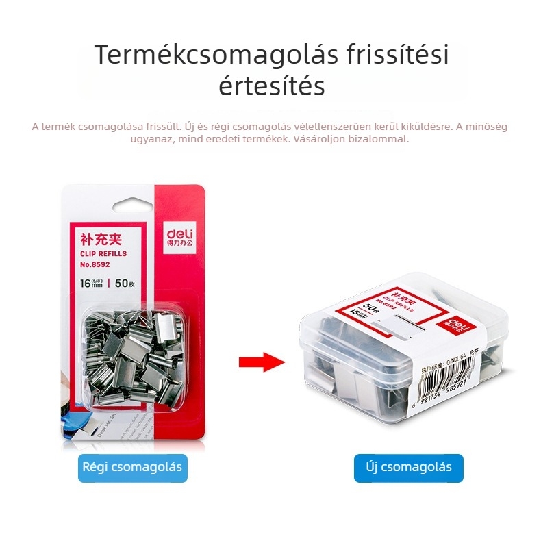 Deli 8592 fém jegyklipsz, 50 darabos csomag