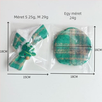 Karácsonyi készlet háziállatoknak: macska sál és béret sapka kockás mintával, Cartoon stílus, poliészter, kézzel készített, univerzális illeszkedés