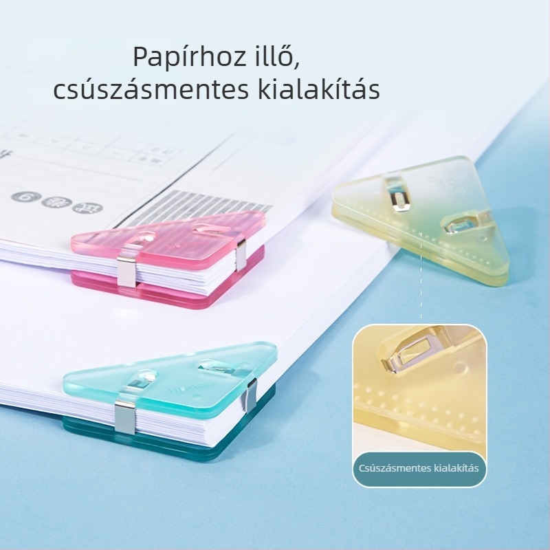 QJ8530 sarokklip – háromszög alakú papírklipsz, műanyag, Deli