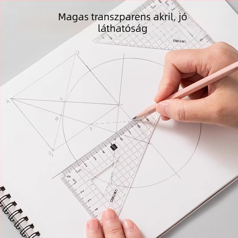 Deli négy darabos akril vonalzó készlet diákok számára, többfunkciós rajzeszköz, modell 79514