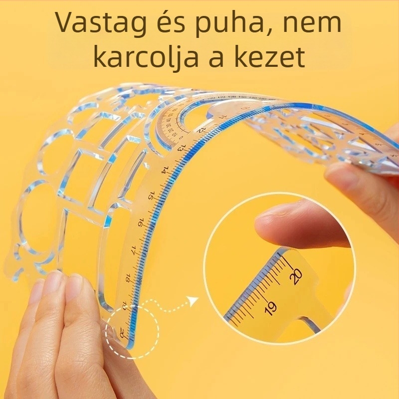 6 részes sokoldalú vonalzó készlet általános iskolások számára – hullámvonalú vonalzó, egyenes vonalzó és sablonkészlet (Anyag: Műanyag; Forma: Vonalzó; Termékkategória: Centiméteres vonalzók)