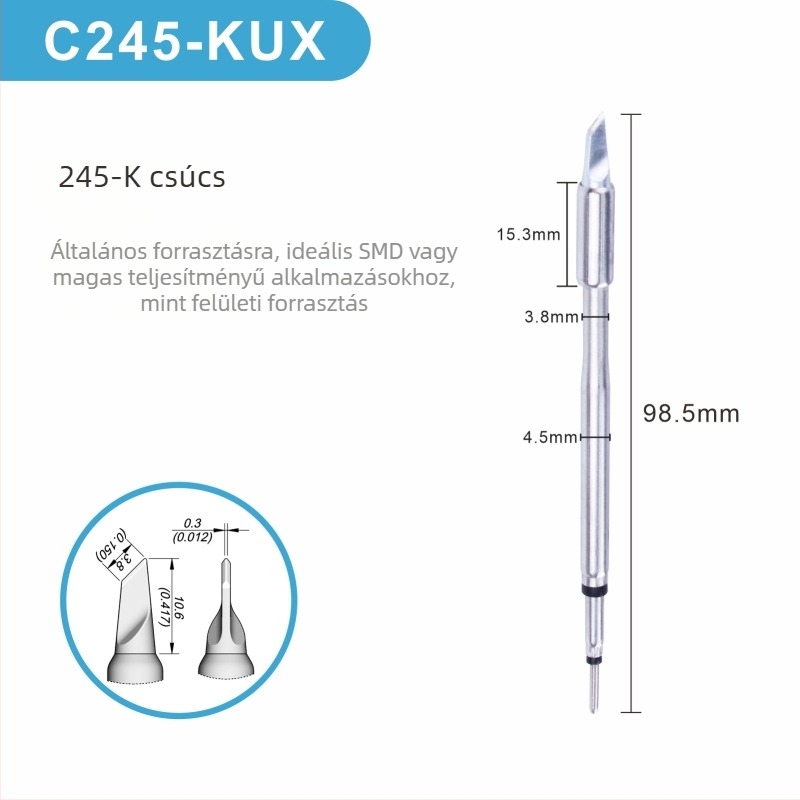 C245 forrasztófej integrált fűtőmaggal, tiszta réz hegy, K Blade sorozat - KU, KF, K8, tartozék forrasztóállomáshoz