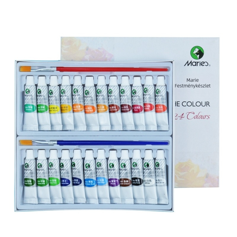 Kezdőknek gouache festékkészlete, 12/18/24 csomag, Marie's/Marley