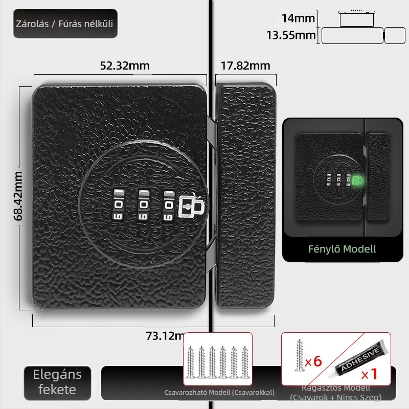 Fúrás nélküli szekrényzár, 83-11 kombinációs zár, cinkötvözet, Jiadicheng márka, szekrényajtók és fiókokhoz