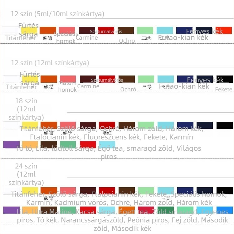 Marley pigmentek kínai festészethez, 5-12 kapacitás, Xuan papírral kompatibilis