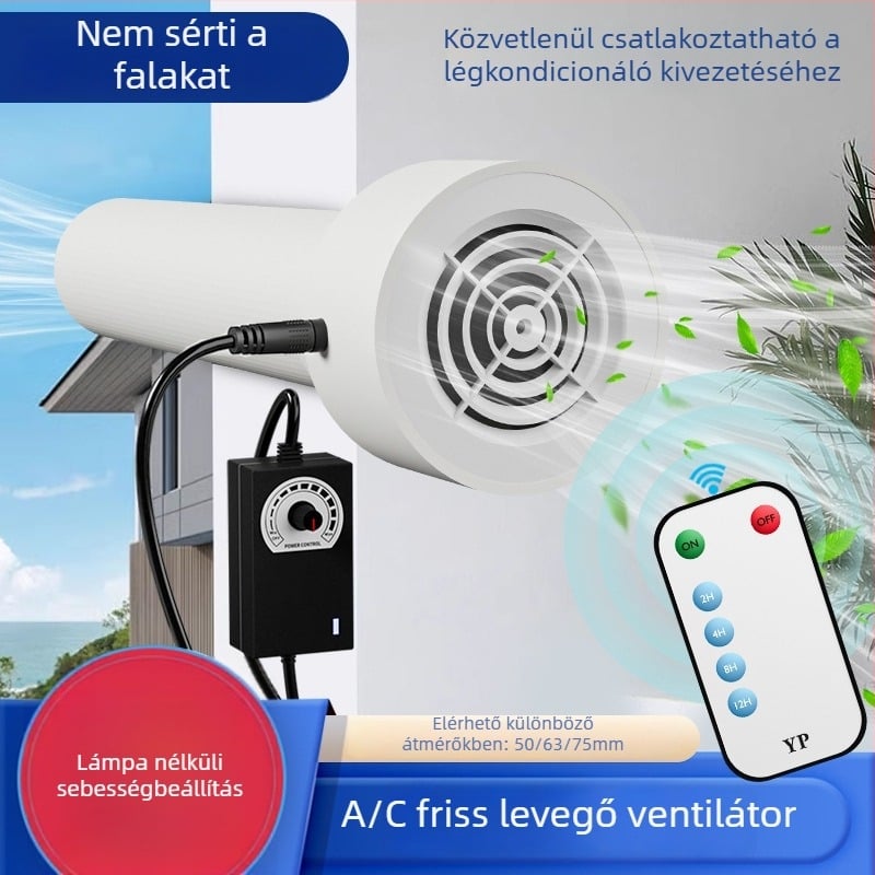 Hálószobai légcsere ventilátor, 12V, 1000W, 50Hz, vízszintes telepítés, intelligens szabályozás