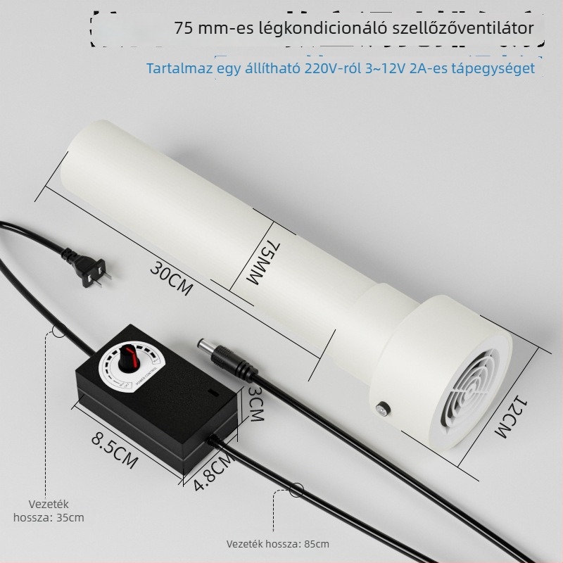 Hálószobai légcsere ventilátor, 12V, 1000W, 50Hz, vízszintes telepítés, intelligens szabályozás