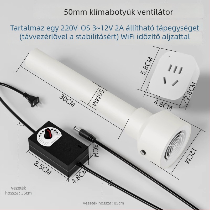 Hálószobai légcsere ventilátor, 12V, 1000W, 50Hz, vízszintes telepítés, intelligens szabályozás