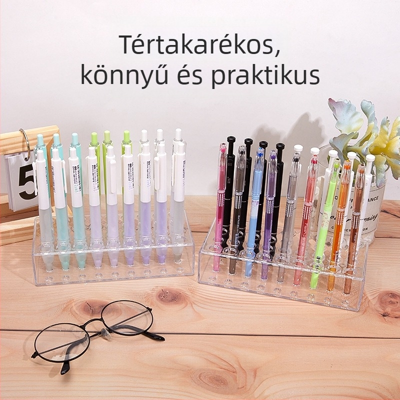 Műanyagból készült asztali bemutató állvány, több szintű lépcsőzetes kialakítás, kiállítási modell, logónyomtatás és testreszabás elérhető