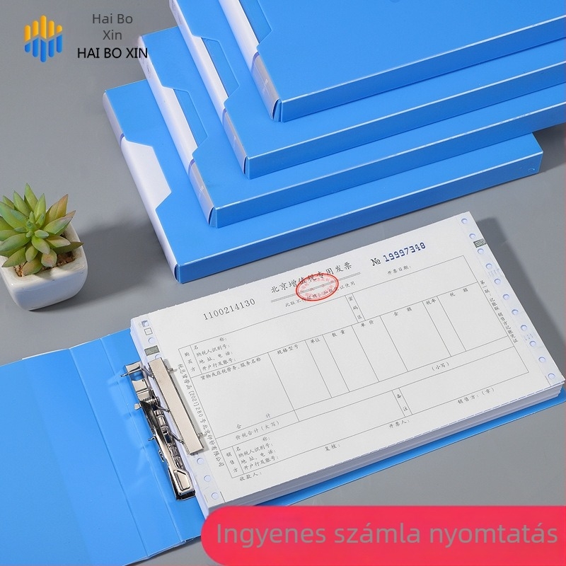 Haiboxin ÁFA számlák mappa, műanyag, egy erős kapocs, modell 5617/5619, számlák és nyugta számára