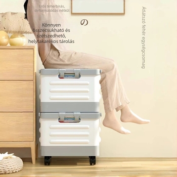 Összecsukható nappali tároló doboz görgőkkel, 18L kapacitású, hordozható műanyag szervező ruhákhoz, játékokhoz és kozmetikumokhoz