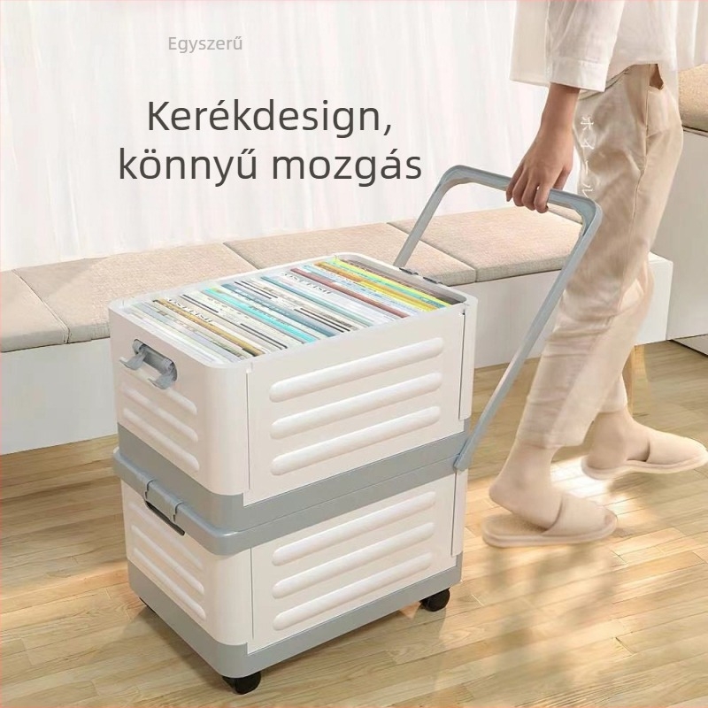Összecsukható nappali tároló doboz görgőkkel, 18L kapacitású, hordozható műanyag szervező ruhákhoz, játékokhoz és kozmetikumokhoz