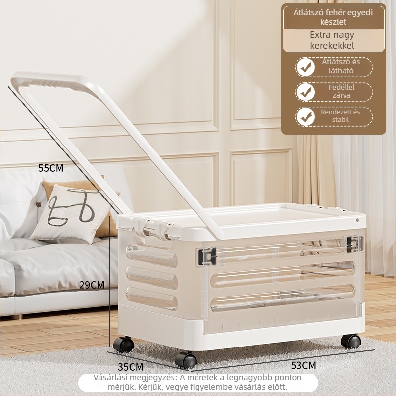 Összecsukható nappali tároló doboz görgőkkel, 18L kapacitású, hordozható műanyag szervező ruhákhoz, játékokhoz és kozmetikumokhoz