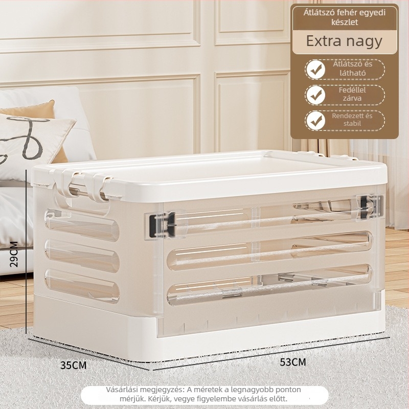 Összecsukható nappali tároló doboz görgőkkel, 18L kapacitású, hordozható műanyag szervező ruhákhoz, játékokhoz és kozmetikumokhoz