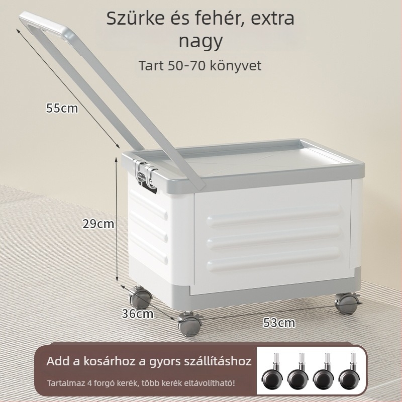 Összecsukható nappali tároló doboz görgőkkel, 18L kapacitású, hordozható műanyag szervező ruhákhoz, játékokhoz és kozmetikumokhoz