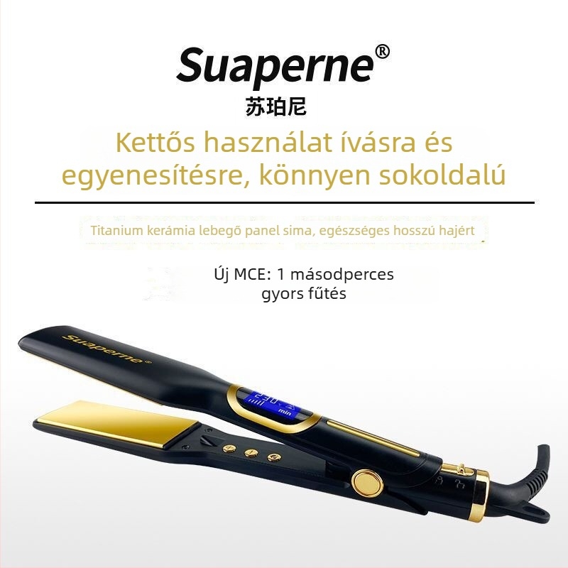 Sumperney hajegyengető vas turmalin-kerámia lemezekkel, lemezek átmérője 31 mm felett, 10 szintű hőmérséklet-szabályozás, 45W, 110-240V