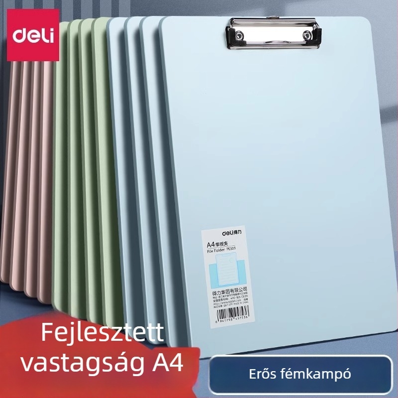 Deli 72641 műanyag klipsz tábla, erős fogóval és lemezklipszel, logó nyomtatva