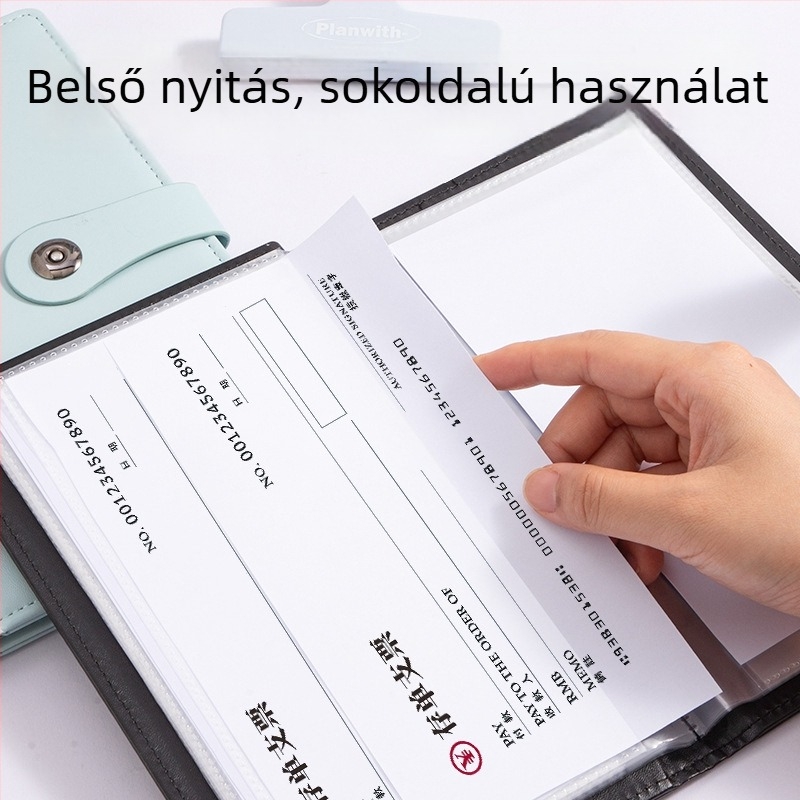 PQ918 PU bőr számla tároló könyv, Modell PQ918, Papír méret 200x100, Hátsó szélesség 15