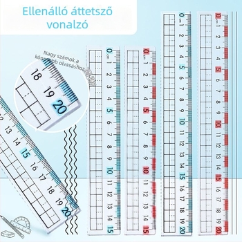 Műanyag vonalzó általános iskolások számára, többfunkciós vonalzó, hullámvonalú él, első osztályos centiméteres