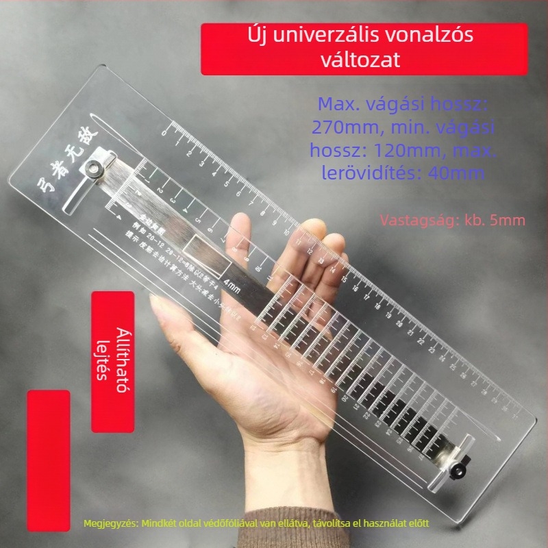 Fából készült centiméteres vonalzó, sablonkészlet