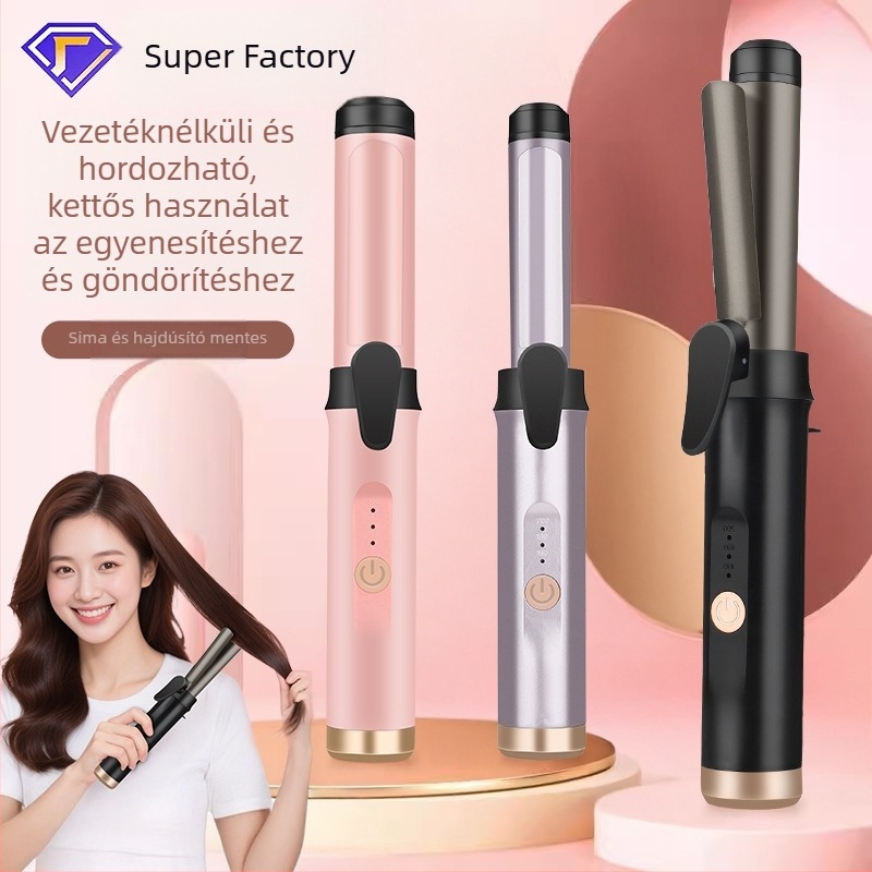 RESUXI Vezeték nélküli göndörítővas PTC fűtéssel, átmérő 31 mm vagy nagyobb, 3 hőmérséklet‑szint, újratölthető akkumulátor, 1 perc formázás