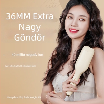 36 mm-es nagy hullámos francia göndörvas kerámia bevonattal, 220 V, 70 W, 10 fokozatos hőmérséklet-szabályozás