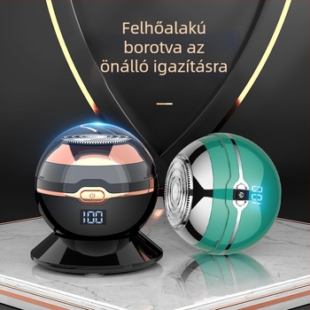 Elektronikus borotva forgó fejű, 1 penge, LED kijelző, akkumulátor üzemideje több mint 60 perc, újratölthető / kettős energiaellátás, rozsdamentes acél penge