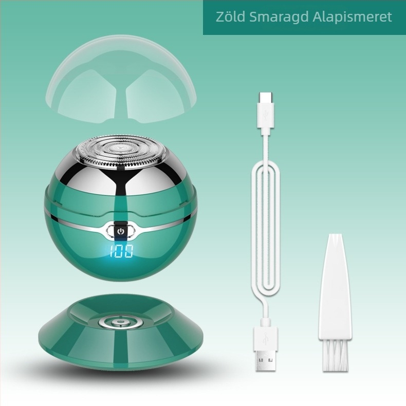 Elektronikus borotva forgó fejű, 1 penge, LED kijelző, akkumulátor üzemideje több mint 60 perc, újratölthető / kettős energiaellátás, rozsdamentes acél penge