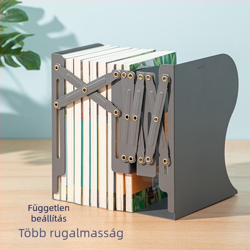 Kihúzható fém könyvállvány 78631 az íróasztalhoz, összecsukható, diákoknak