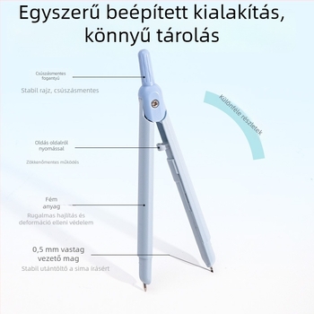 Deli VC28 Integrált Tolltípusú Fém Körző, Körív Vonalzóval és Grafitmaggal