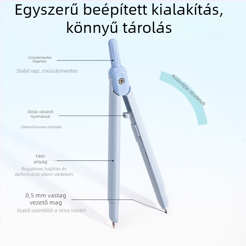 Deli VC28 Integrált Tolltípusú Fém Körző, Körív Vonalzóval és Grafitmaggal