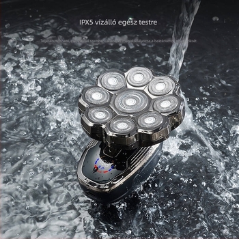 Teljes testű elektromos borotva, LED kijelző, lebegő forgó fej, többfejű fej (>4), beépített akkumulátor – 30–45 perc működési idő