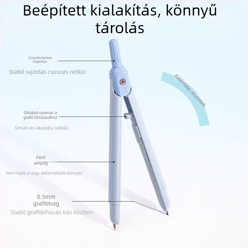 Deli tolltípusú körző, fém kivitel, kioldó mechanizmussal, professzionális rajzhoz, VC28, 288 darabos csomag