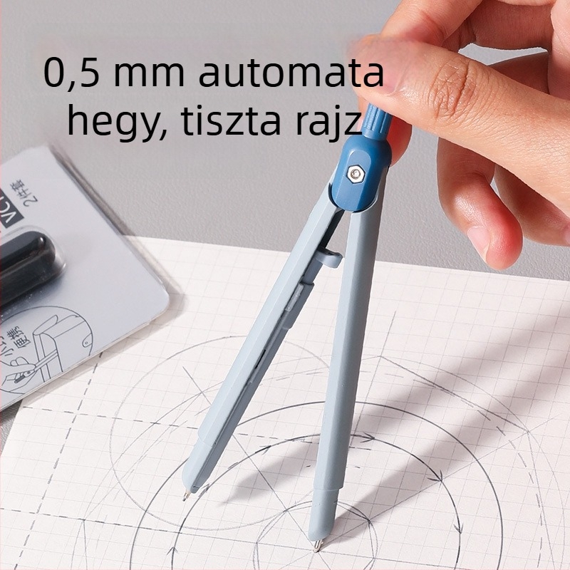 Deli VC10 tolltípusú fém körző, diákoknak - geometria és matematika, professzionális rajzkörző grafitmaggal (készlet 2 darab)